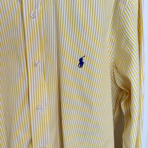 Ralph Lauren Men's Custom Fit Striped Poplin Shirt Yellow Size 16/34-35 $168 - Picture 4 of 8